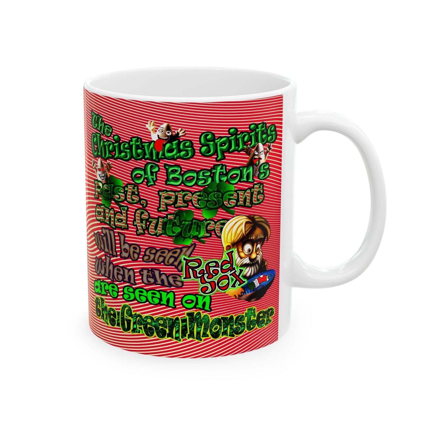 christmas spirits of boston - White Mug (yellow-orange wave)