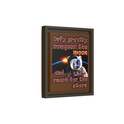 defy conquer reach - framed canvas art (brown)