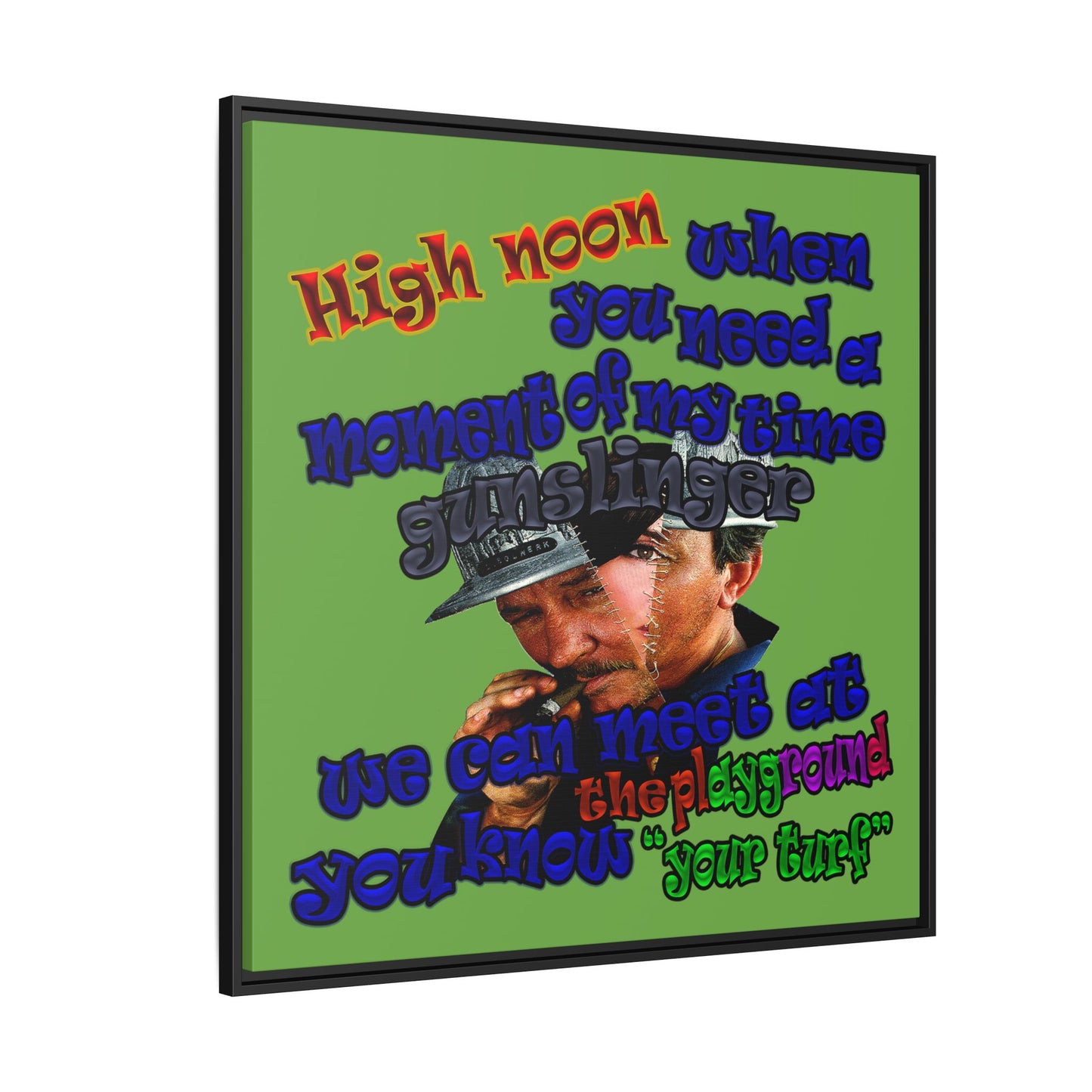 high noon - framed canvas art (green)