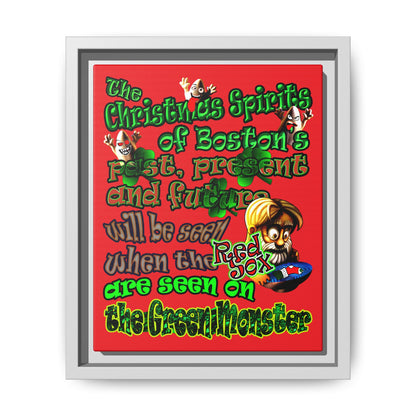 christmas spirits of boston - framed canvas art (red)
