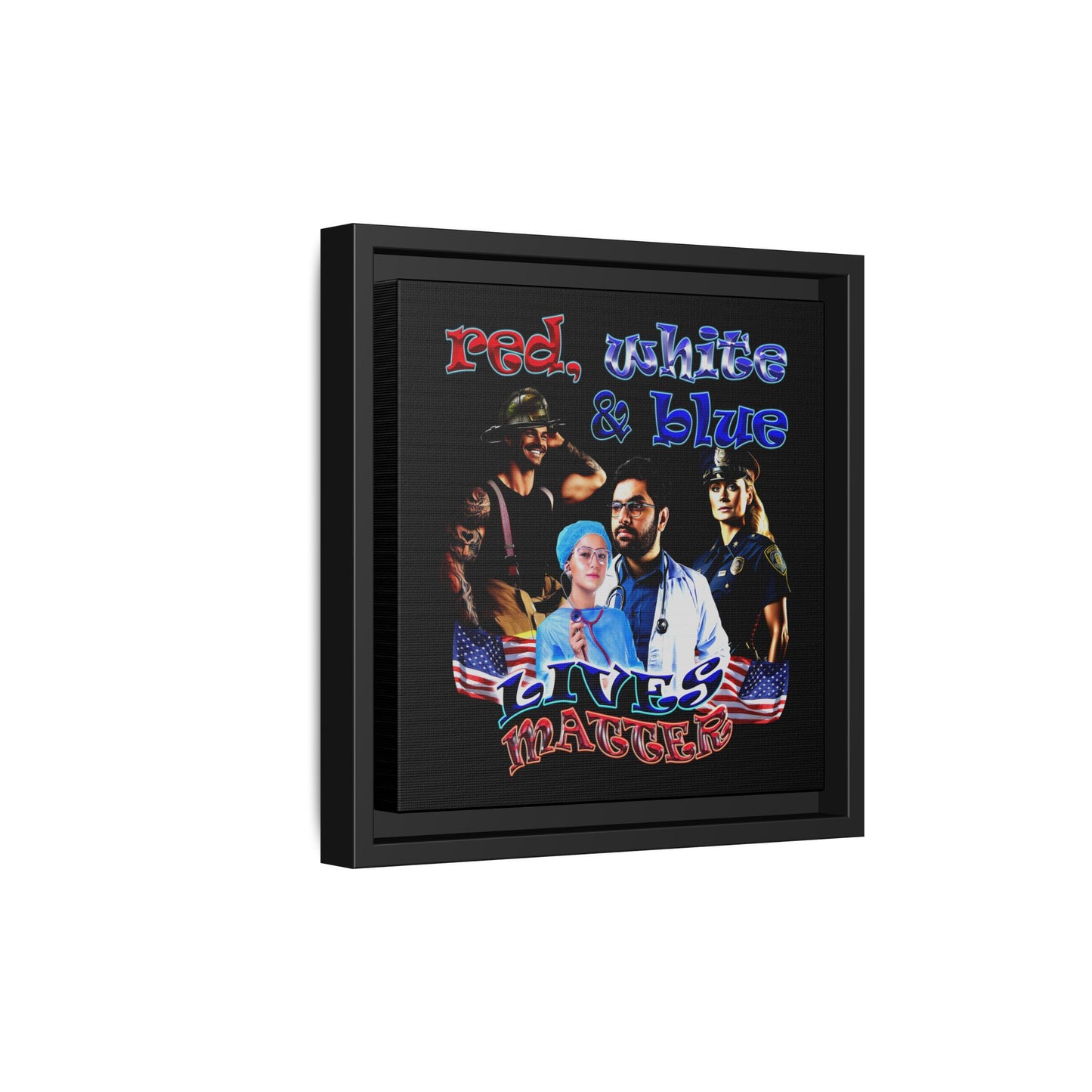 rw&b lives matter - framed canvas art (black)