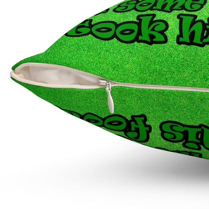 turtle race - Spun Polyester Square Pillow - (green turf)