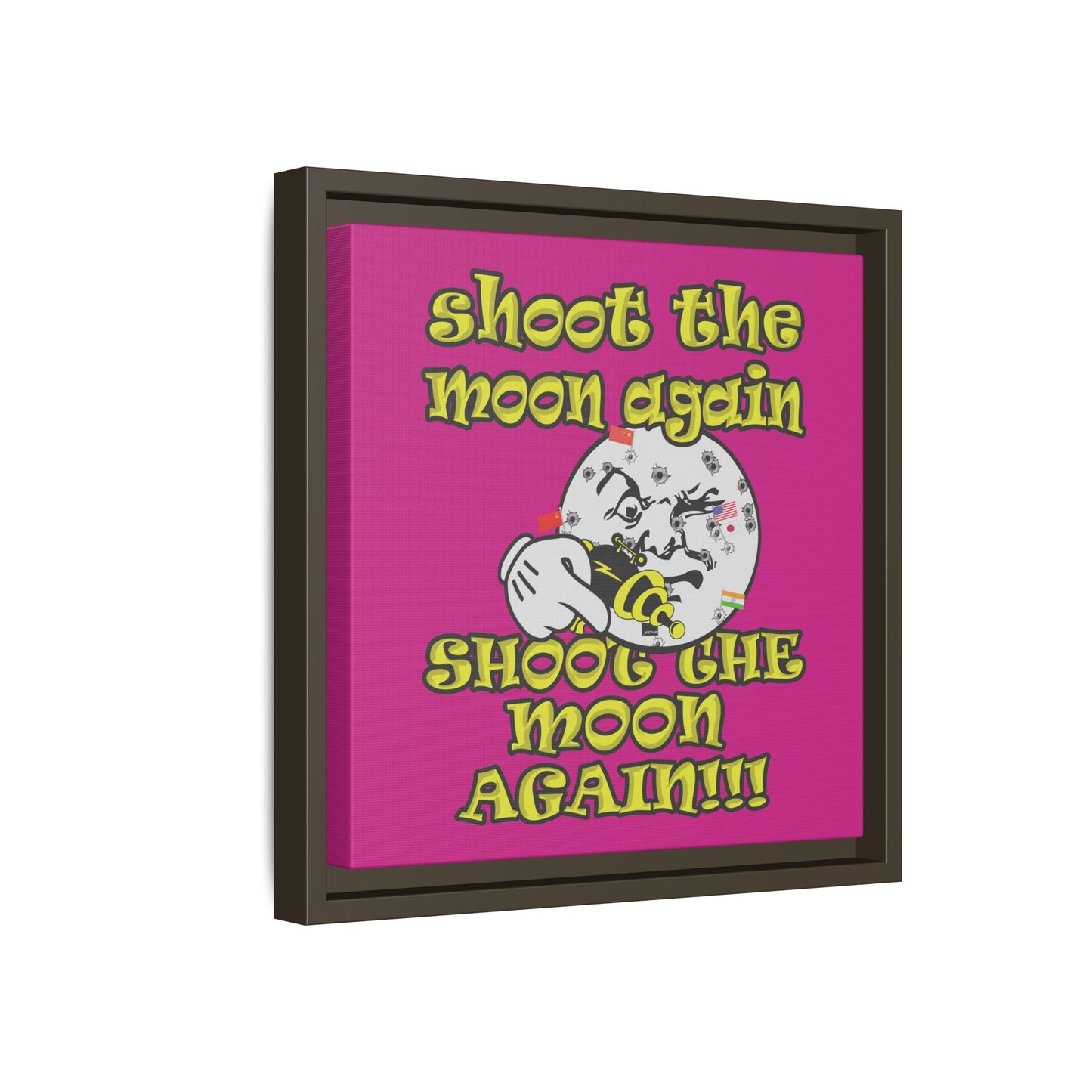 shoot the moon again - framed canvas art (pink)