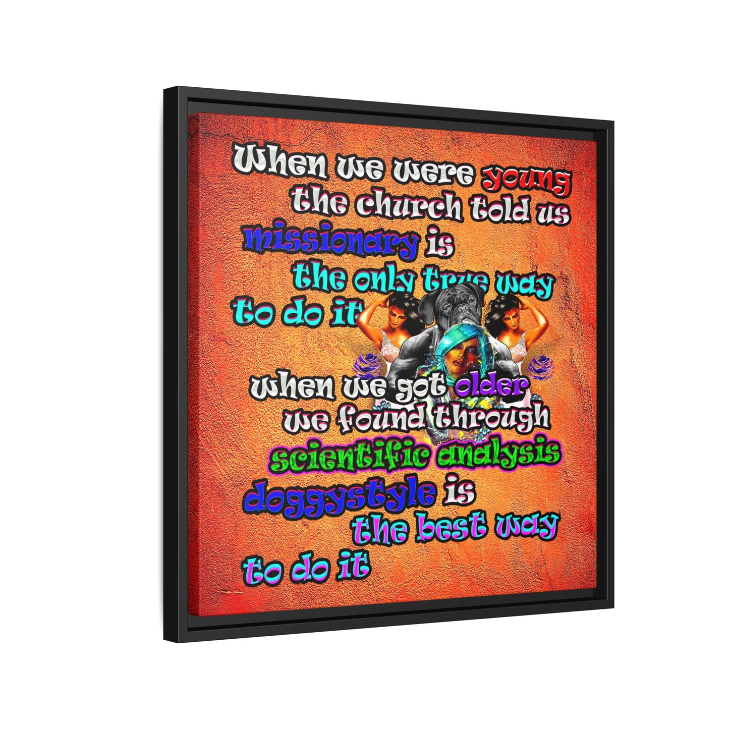 doggystyle - framed canvas art (burnt orange)
