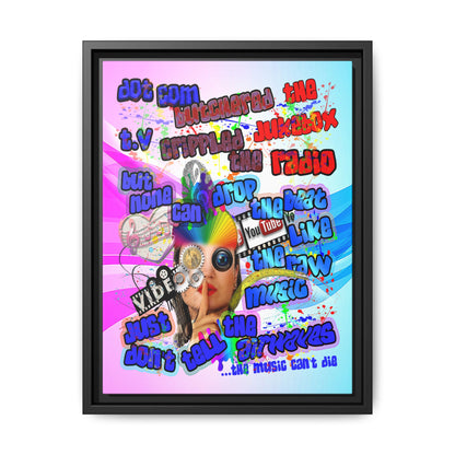 drop the beat - framed canvas art (light blue-pink wave)