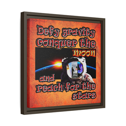 defy conquer reach - framed canvas art (burnt orange)