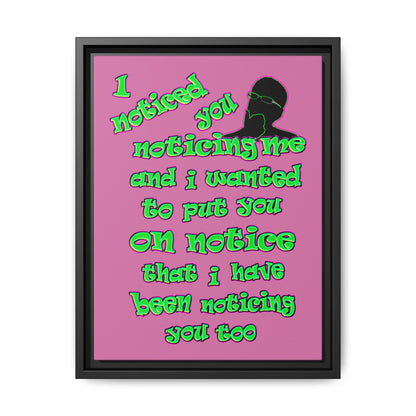 noticed you noticing - framed canvas art (light pink)