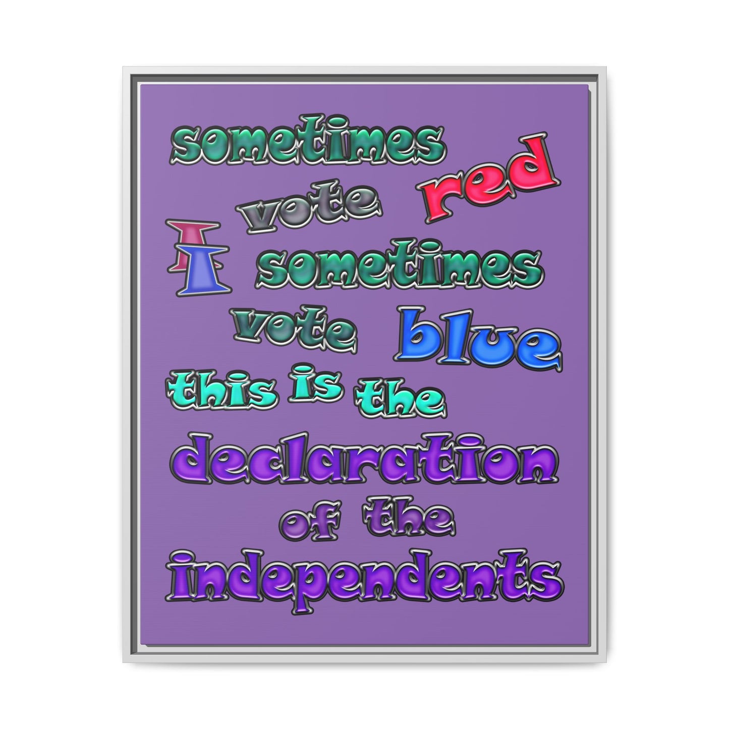 declaration of the independents - framed canvas art (light purple)