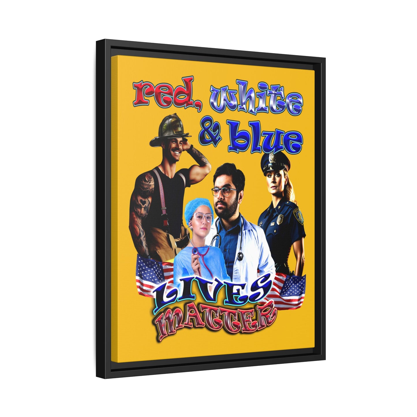 rw&b lives matter - framed canvas art (yellow)