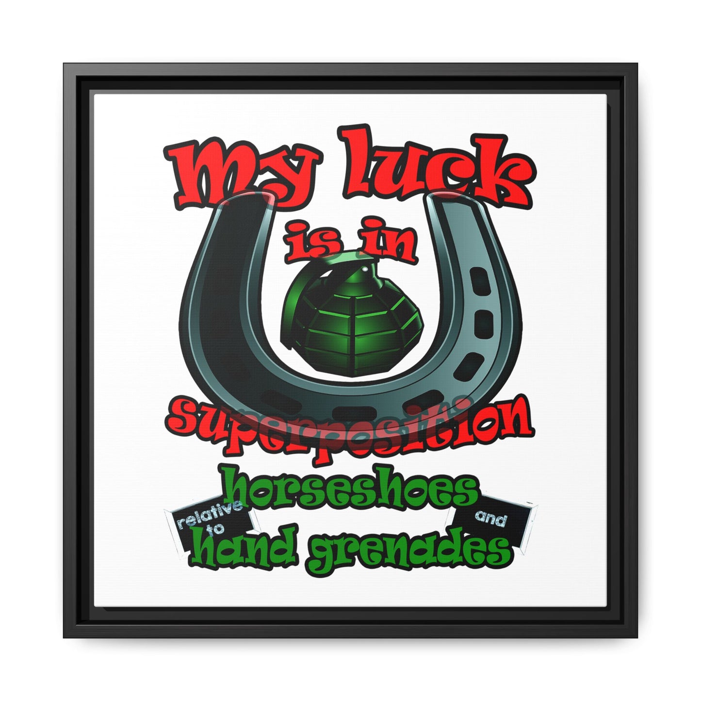 my luck - framed canvas art (white)