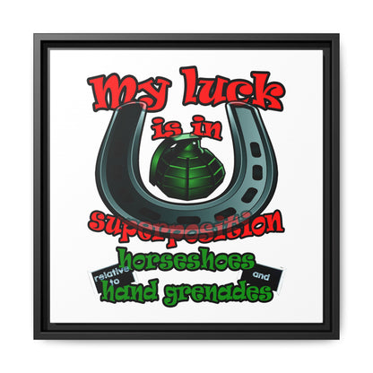 my luck - framed canvas art (white)