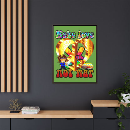 love peace - framed canvas art (green)