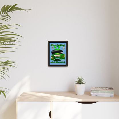 disc jockey - framed canvas art (light blue)