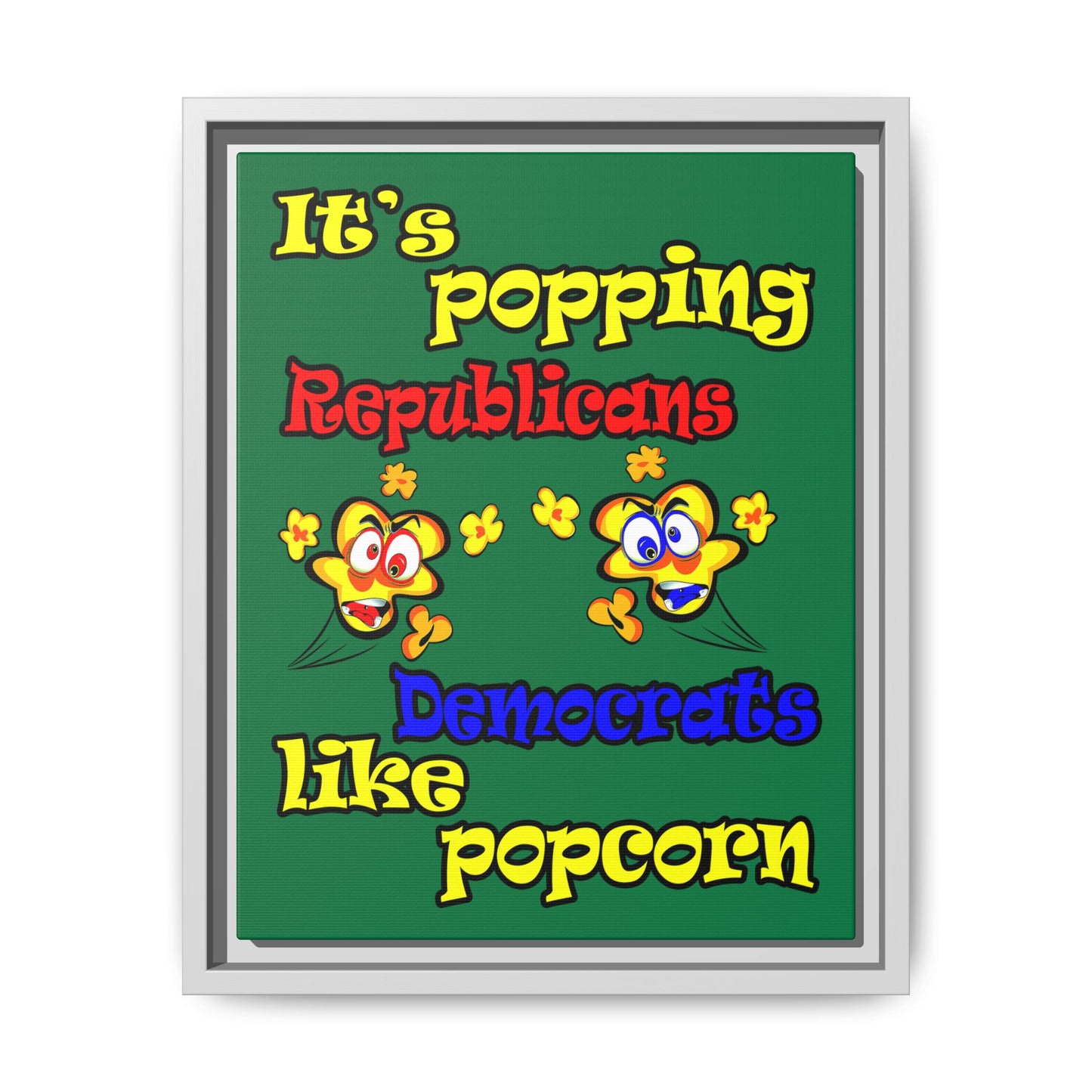 popping like popcorn - framed canvas art (dark green)