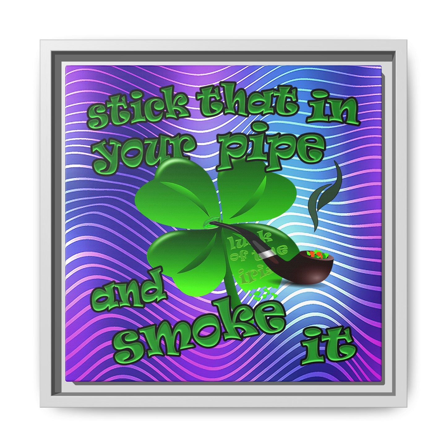 stick that in your pipe and smoke it - framed canvas art (purple wave)