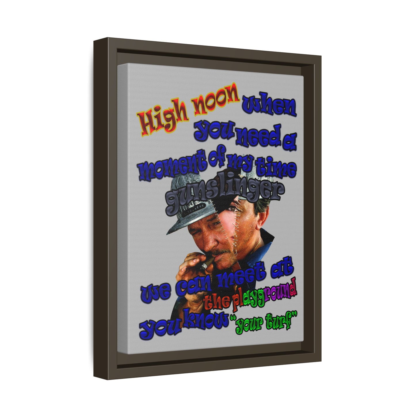 high noon - framed canvas art (light grey)