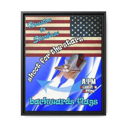 shoot for the stars - framed canvas art (blue-white wave)