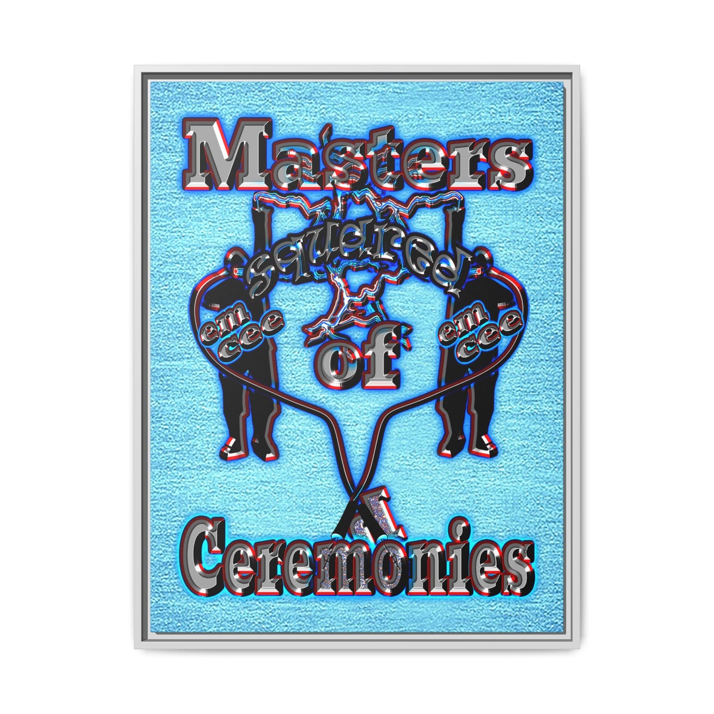 em cee squared - framed canvas art (faded blue)