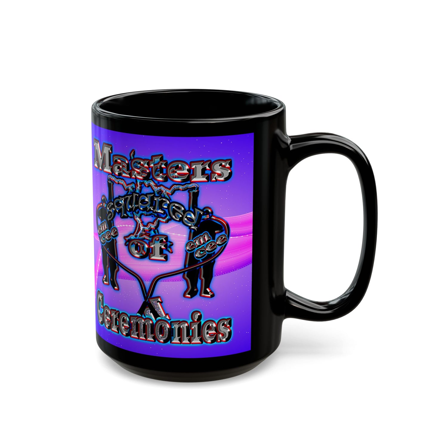 em cee squared - Black Mug (purple-pink wave)
