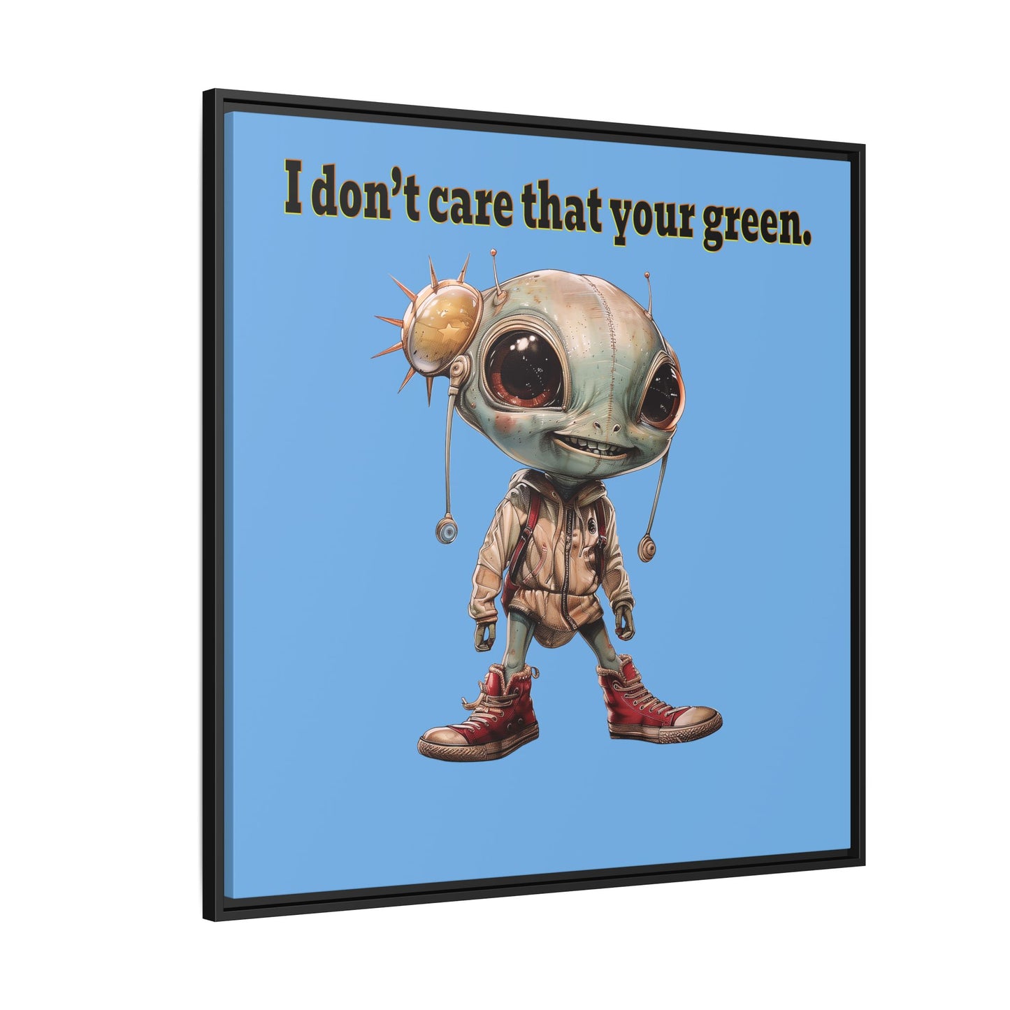I don't care that your green - framed canvas art (light blue)