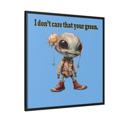 I don't care that your green - framed canvas art (light blue)