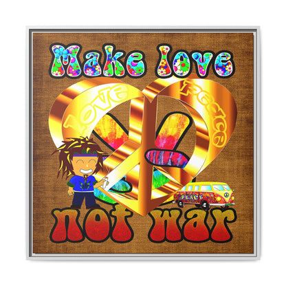 love peace - framed canvas art (brown papyrus)