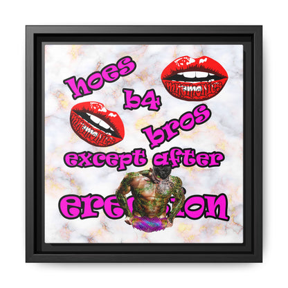 hoes b4 bros - framed canvas art (white marble)
