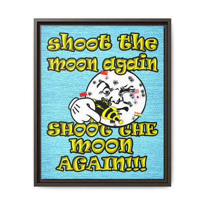 shoot the moon again - framed canvas art (faded blue)