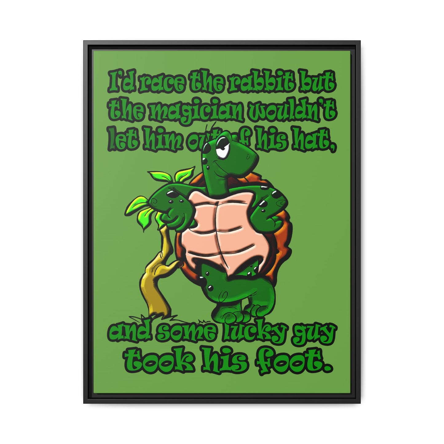 turtle race - framed canvas art (green)
