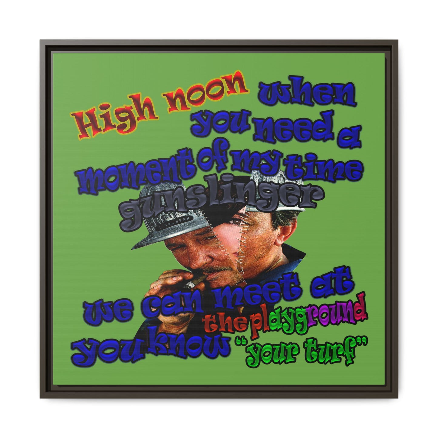 high noon - framed canvas art (green)