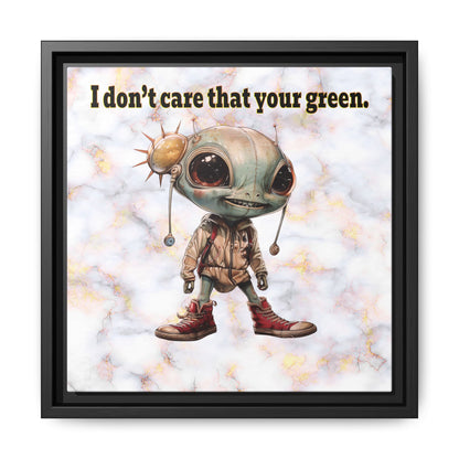 I don't care that your green - framed canvas art (white marble)