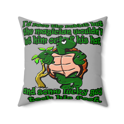 turtle race - Spun Polyester Square Pillow - (light grey)