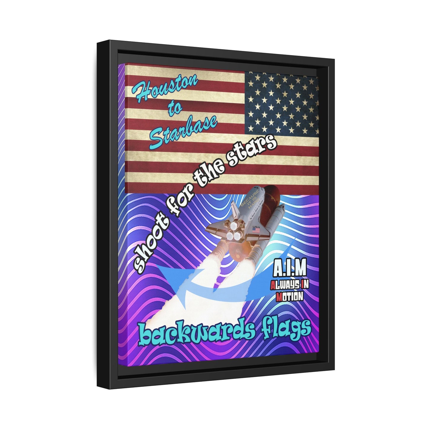shoot for the stars - framed canvas art (purple wave)