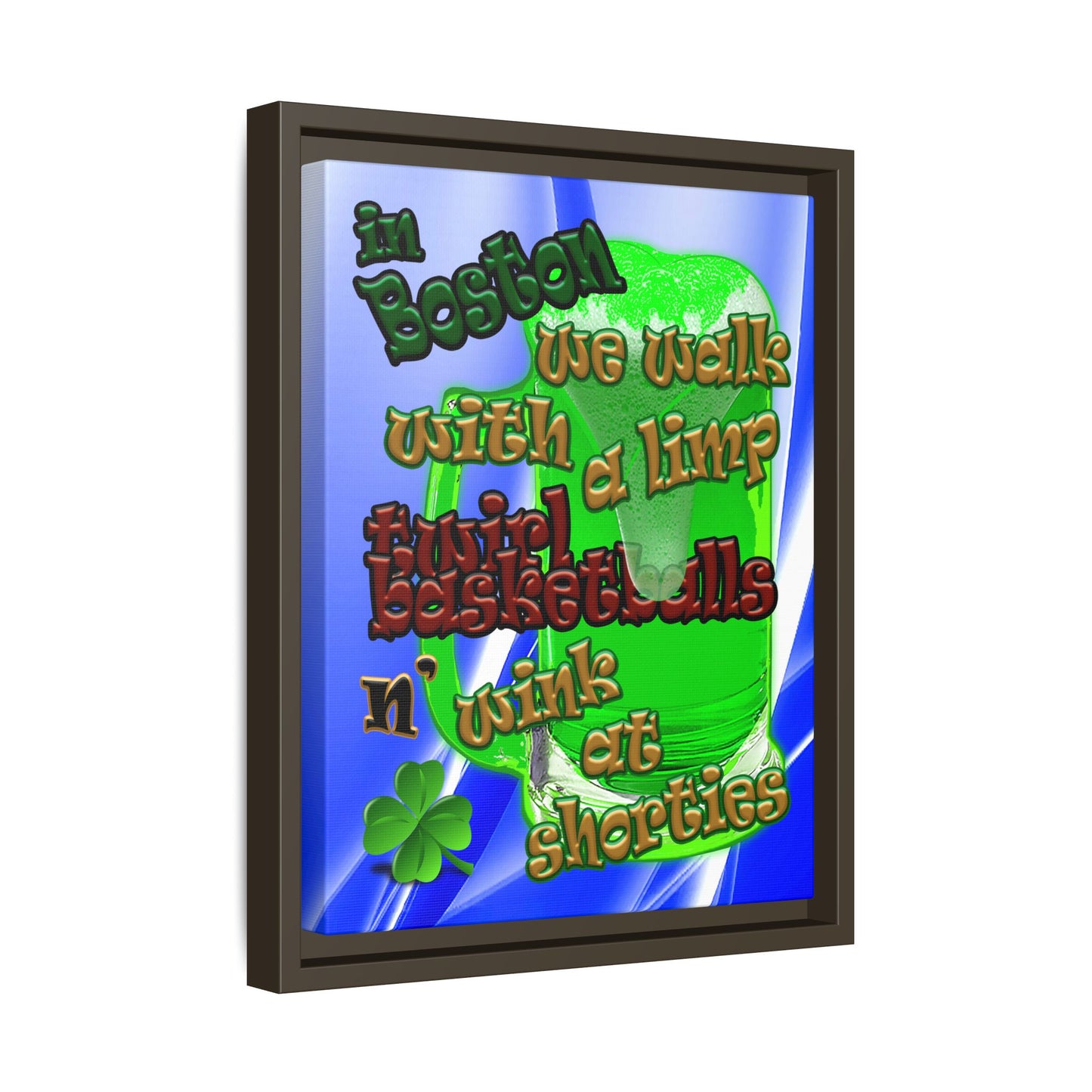 celtics logo - framed canvas art (blue-white wave)