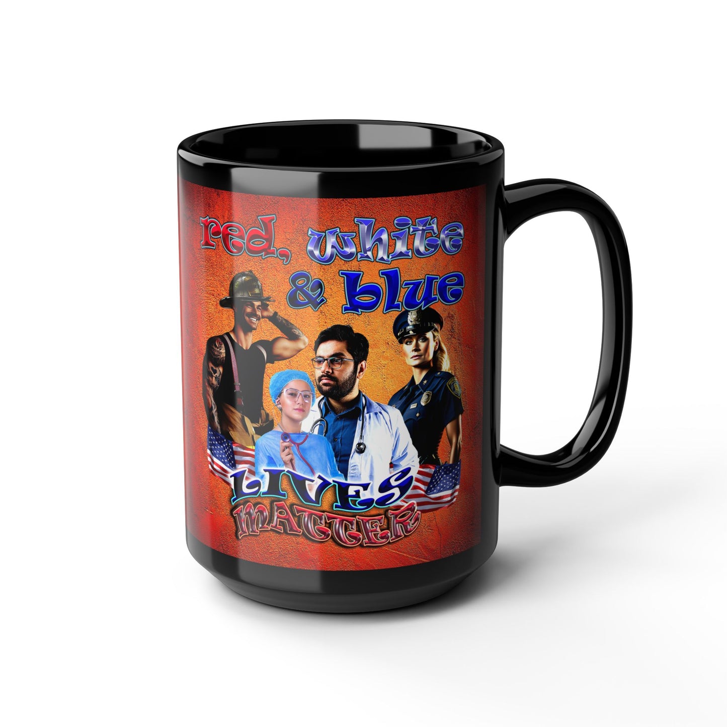 rw&b lives matter - Black Mug (burnt orange)