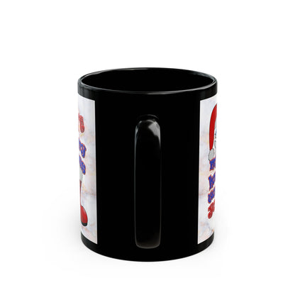 santa's shoes - Black Mug (white marble)