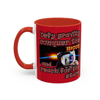 defy conquer reach - Accent Mug (dark red)