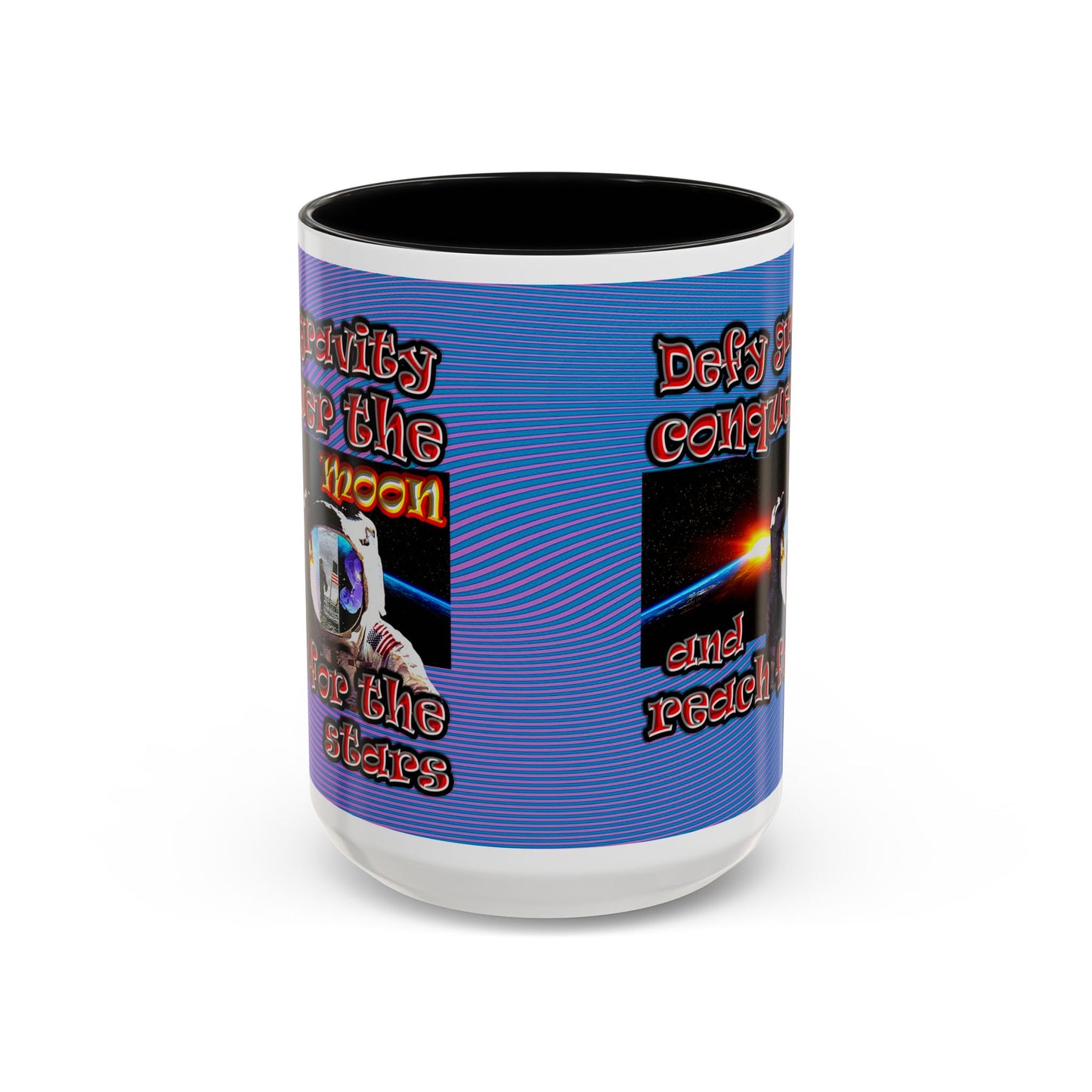 defy conquer reach - Accent Mug (light blue-purple wave)