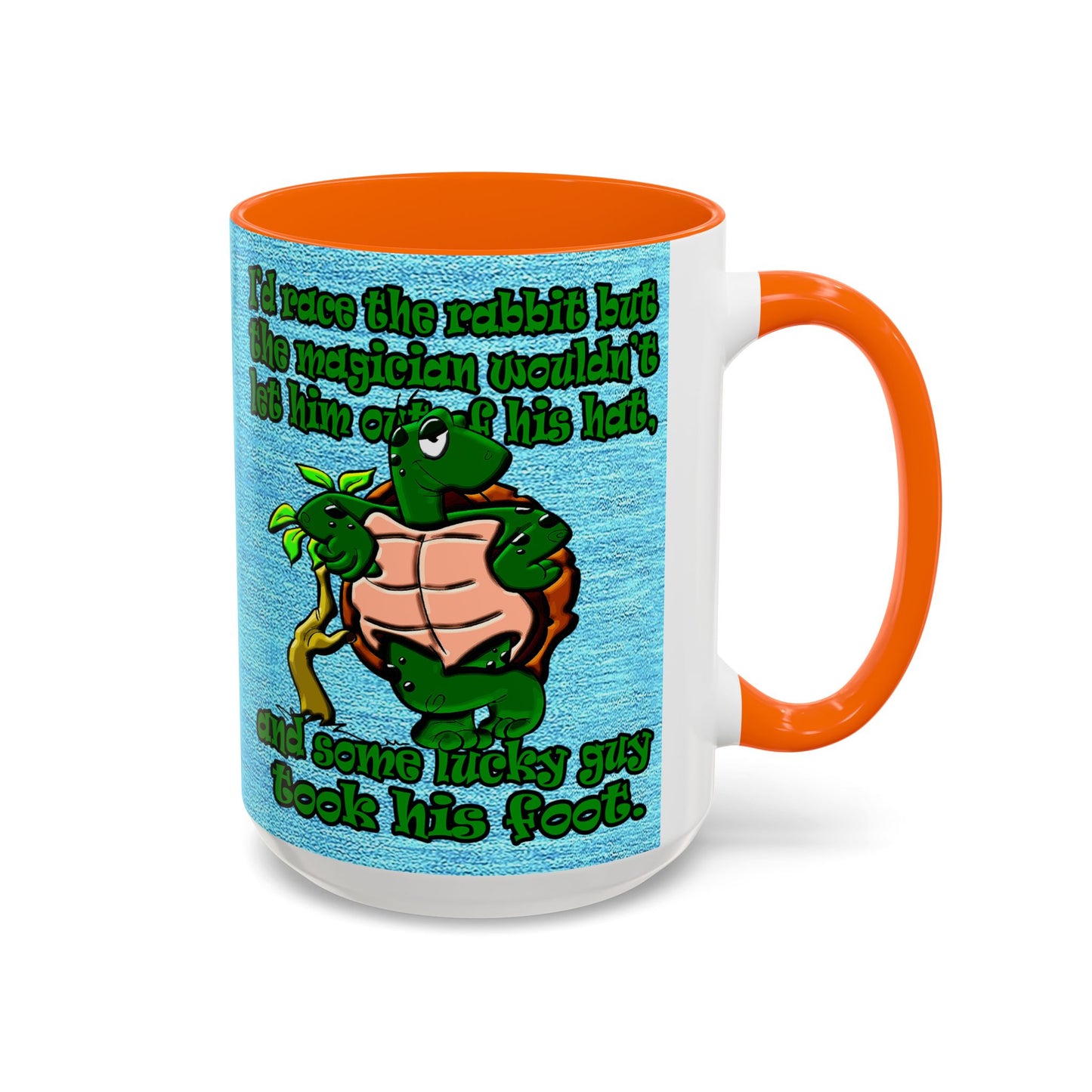 turtle race - Accent Mug (faded dark blue)
