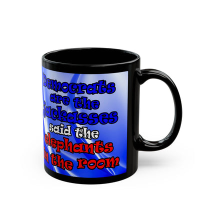 donkeys and elephants - Black Mug (blue-white wave)
