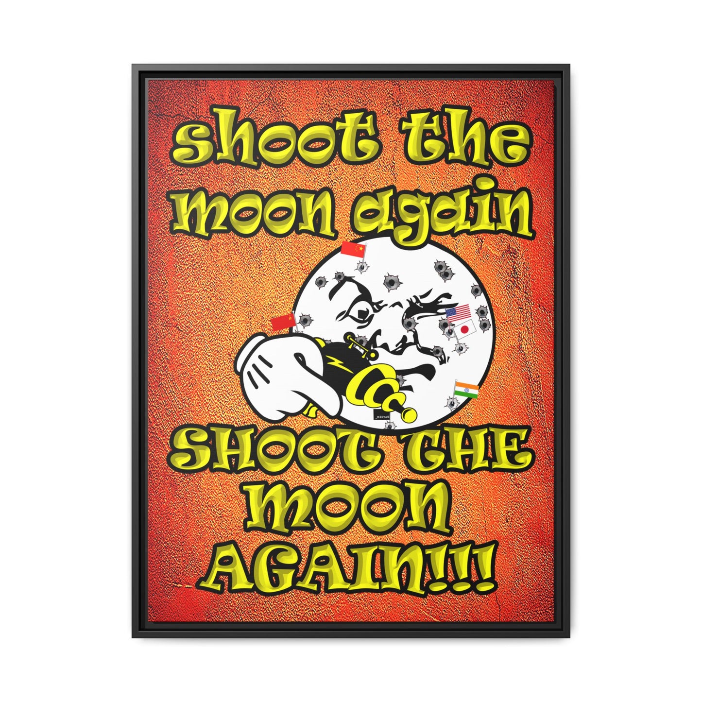 shoot the moon again - framed canvas art (burnt orange)