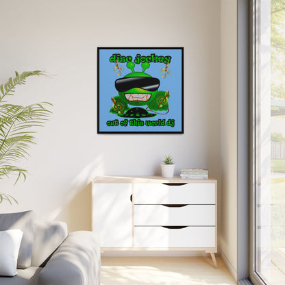 disc jockey - framed canvas art (light blue)