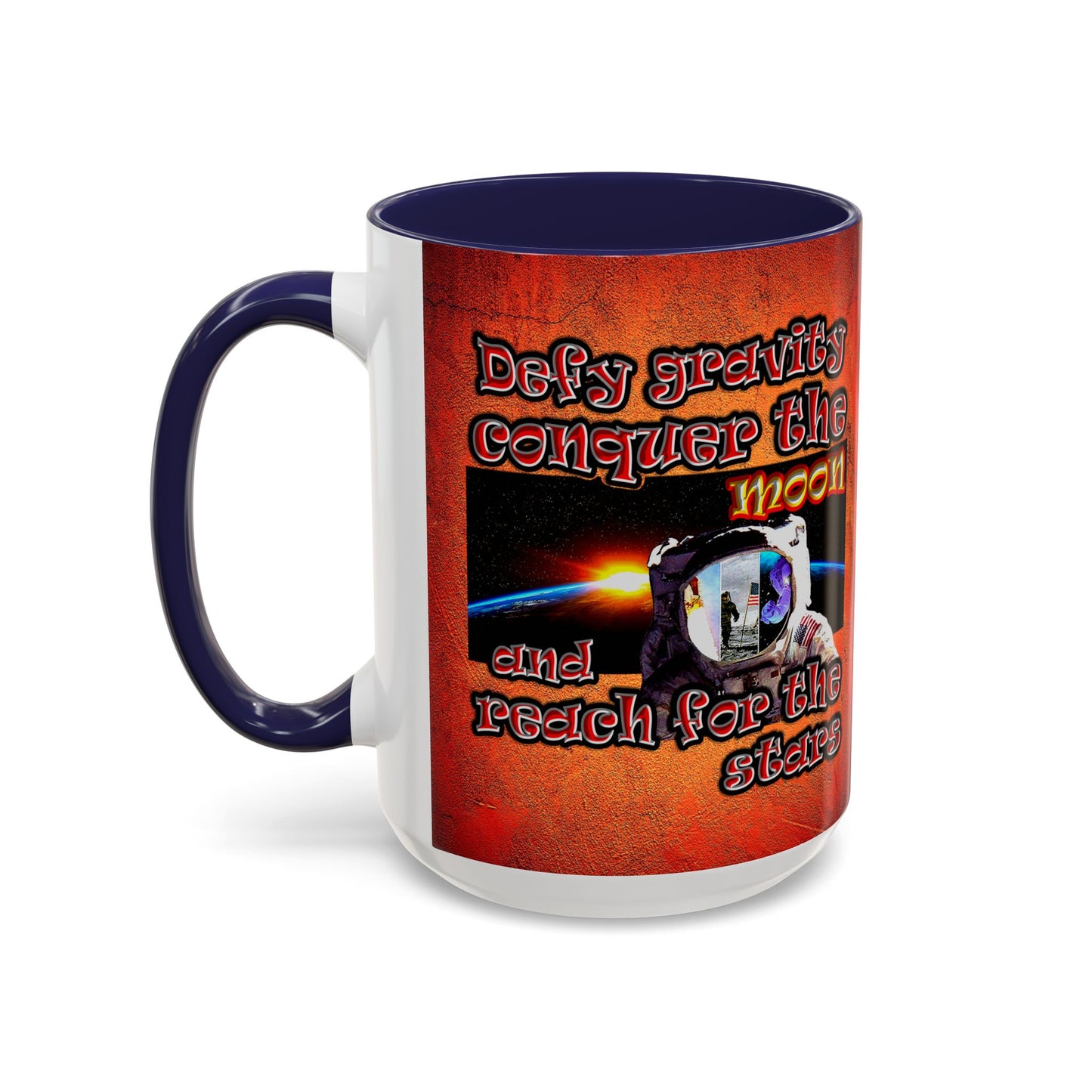defy conquer reach - Accent Mug (burnt orange)