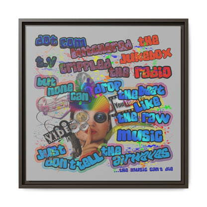 drop the beat - framed canvas art (light grey)