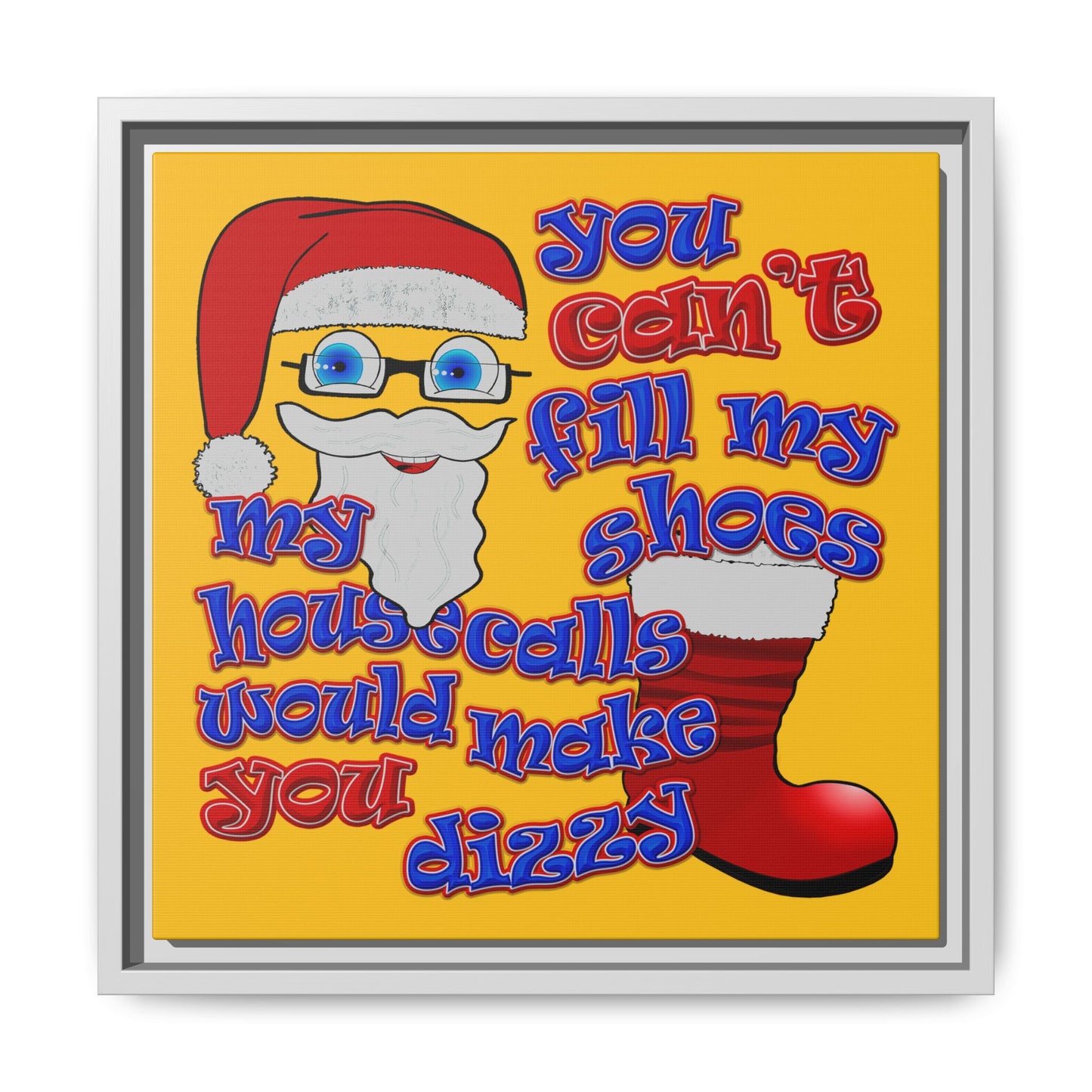 santa's shoes - framed canvas art (yellow)
