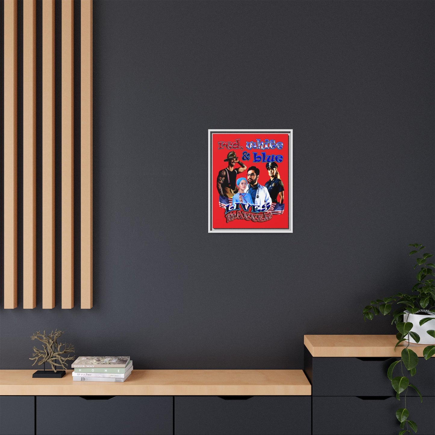 rw&b lives matter - framed canvas art (red)