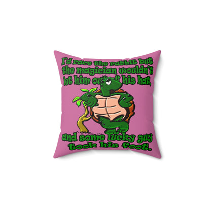 turtle race - Faux Suede Square Pillow - (light pink)