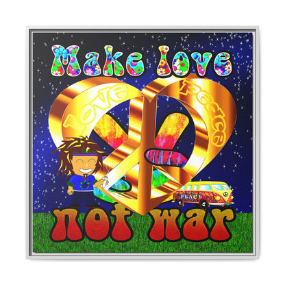 love peace - framed canvas art ('snoops' background)