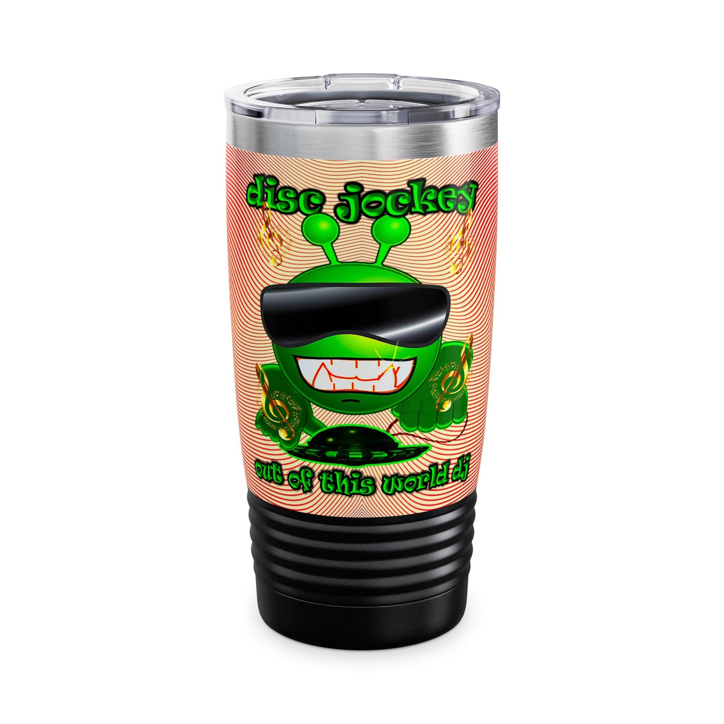 disc jockey - Ringneck Tumbler, 20oz (yellow-orange wave)