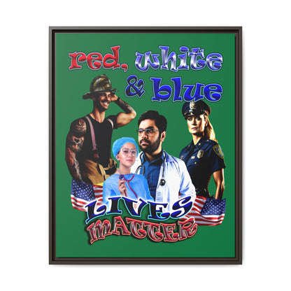rw&b lives matter - framed canvas art (dark green)